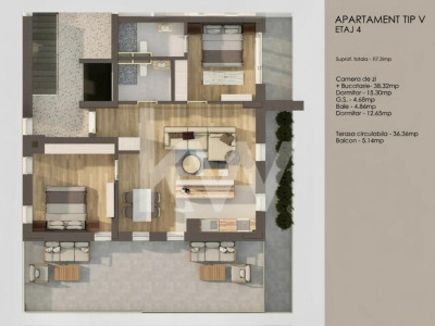 Penthouse 3 camere cu terasă | Tractorul – Coresi