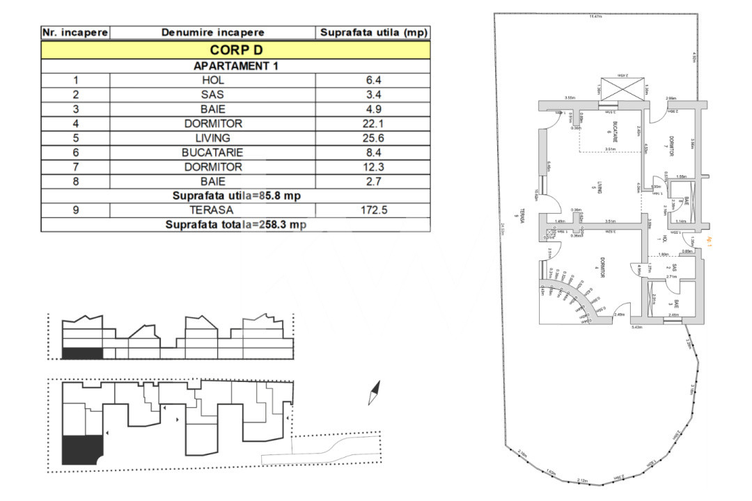 Apartament 3 camere, 85.8mp, parter, grădină 172.5mp