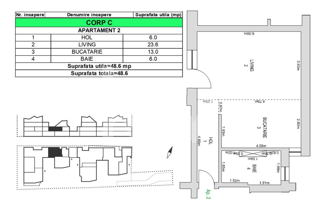 Apartament 1 camere, 48.05 mp utili – M99 Brașov