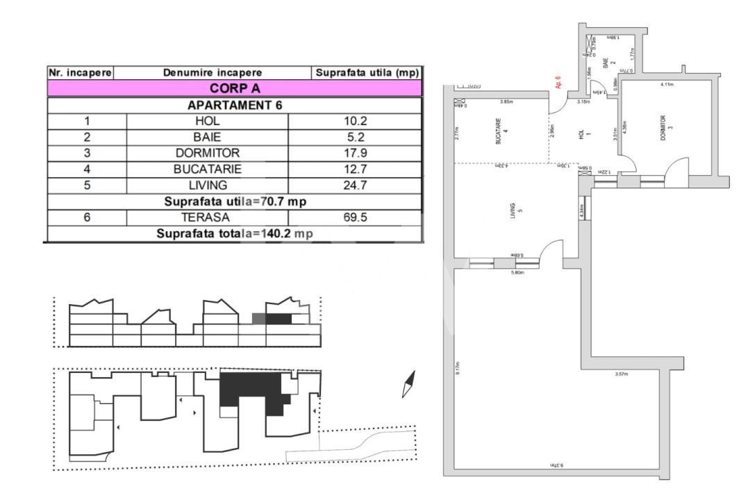 Apartament 2 camere, 70.73 mp utili, terasă 69.7 mp – M99 Brașov