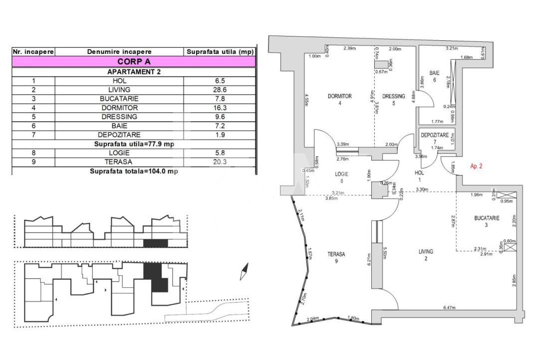 Apartament 2 camere, parter, 83.7mp, grădină 20.3mp