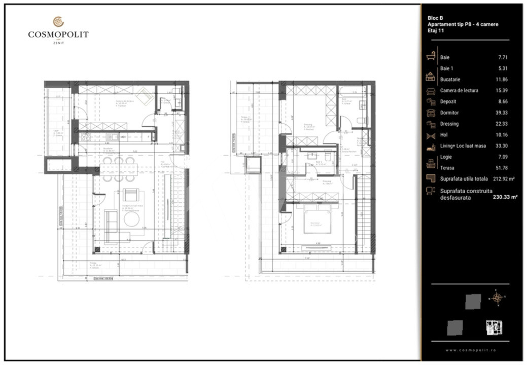 Penthouse spectaculos 4 camere Cosmopolit Zenit