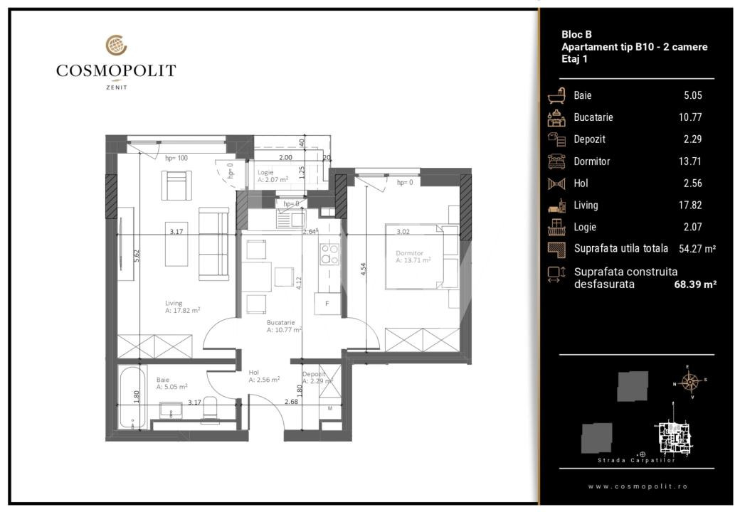 Apartament 2 camere Cosmopolit Zenit