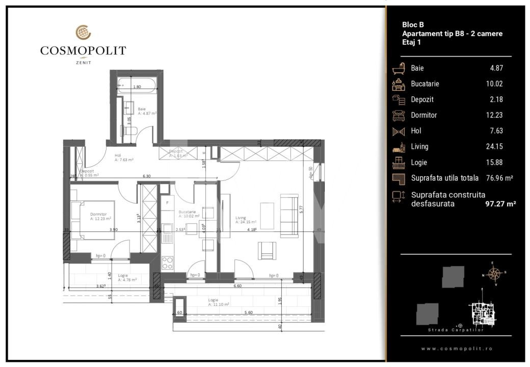 Apartament 2 camere Cosmopolit Zenit