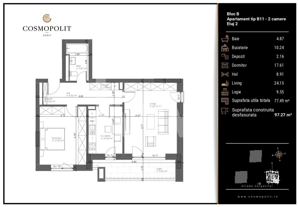 Apartament 2 camere Cosmopolit Zenit