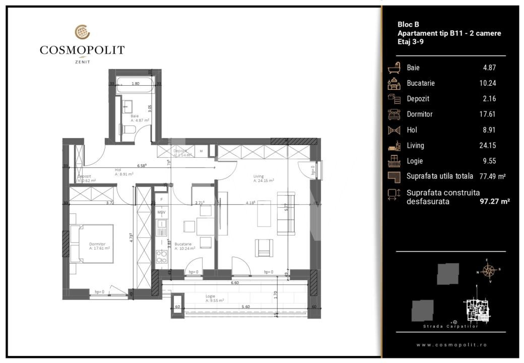 Apartament 2 camere Cosmopolit Zenit