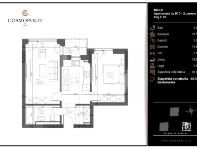 Apartament 2 camere Cosmopolit Zenit