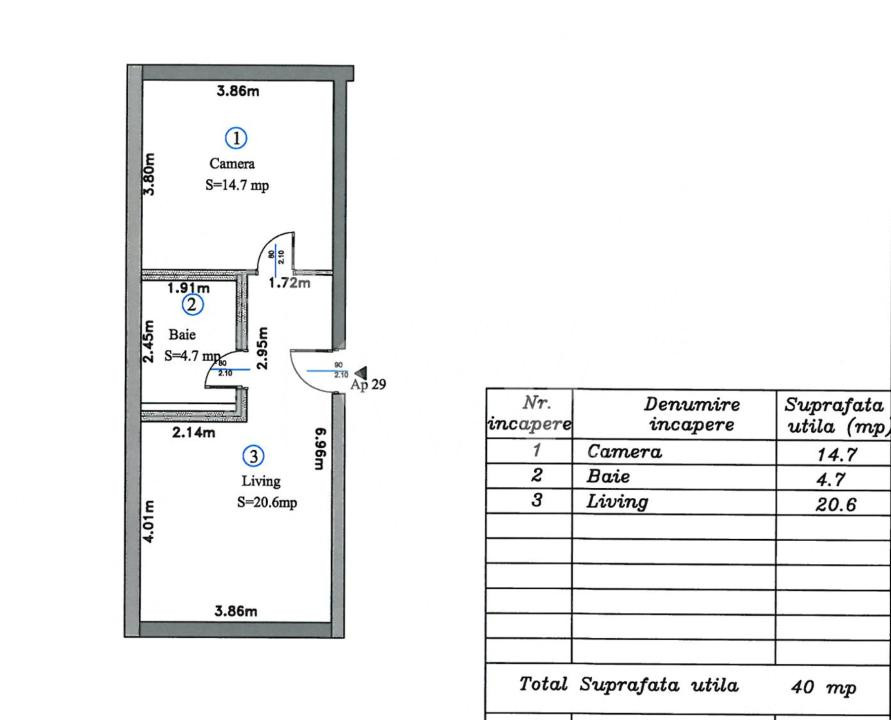 Studio - 2 camere în bloc nou  Stupini