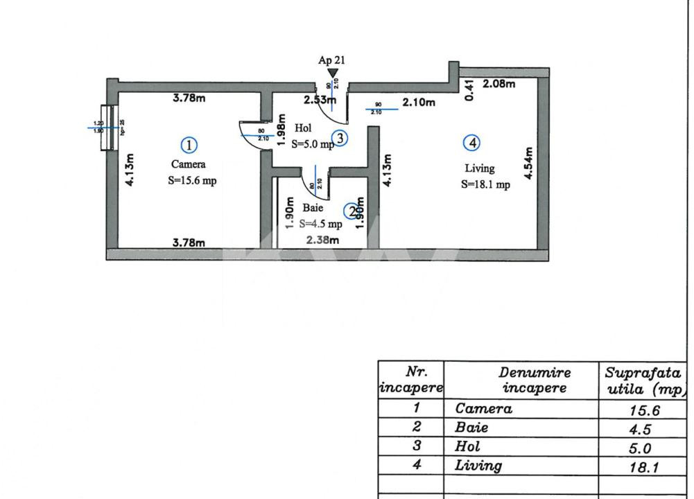 Apartament - 2 camere tip Studio, bloc nou  Stupini