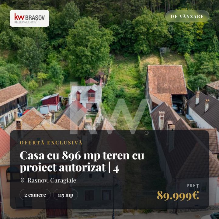 OPORTUNITATE rară!! 896 mp teren cu proiect autorizat | Râșnov